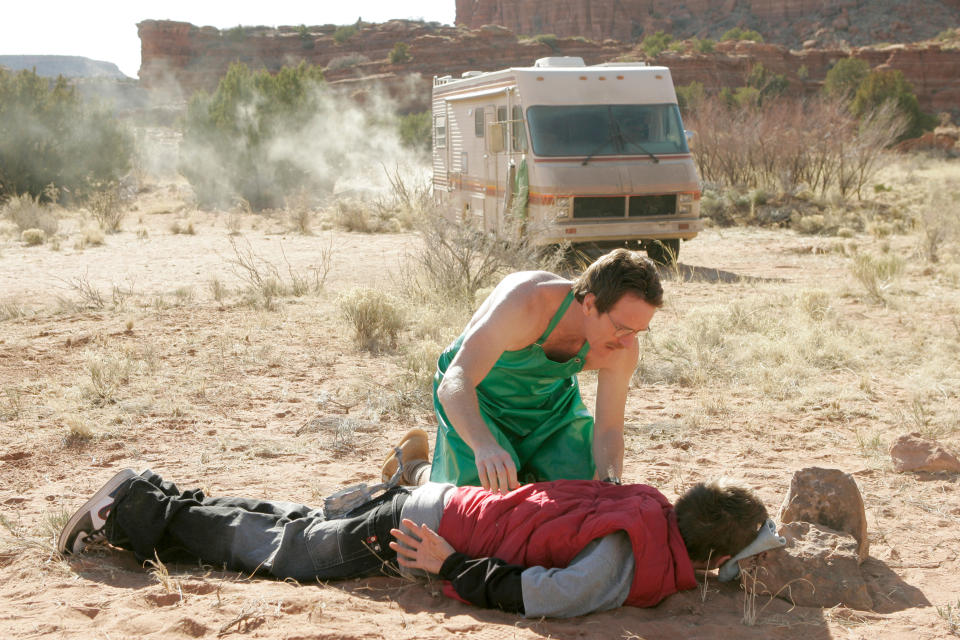 Cranston and Aaron Paul in a scene from Breaking Bad's first season. (AMC/Courtesy Everett Collection)