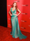 <br>Drawing comparisons to Ariel from 'The Little Mermaid', Blake debuted her red hair at the Time 100 GALA in a stunning aqua gown by Zuhair Murad.