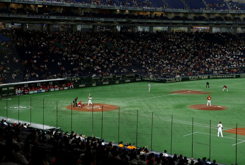 Nippon Professional Baseball Game between Yomiuri Giants and Hiroshima Carp in Tokyo