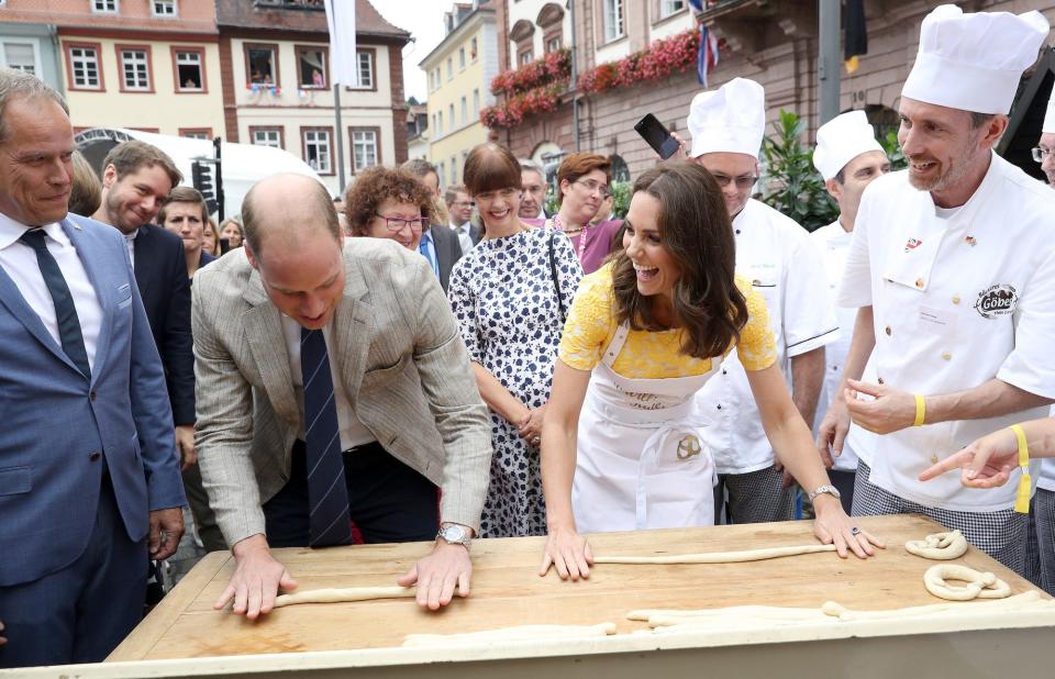 Prince William and Kate Middleton make pretzels in Germany in 2017