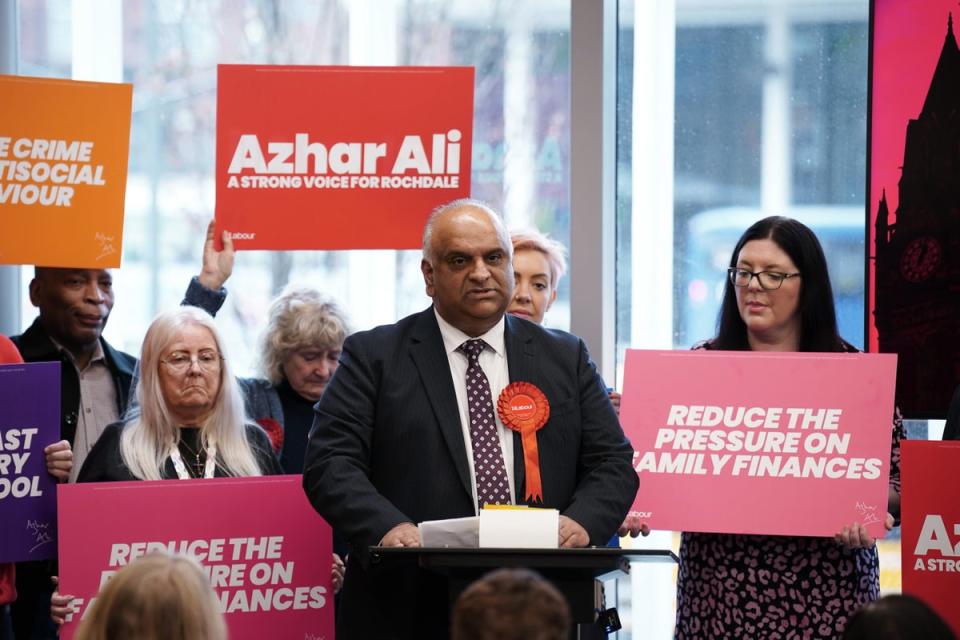 Labour’s candidate for Rochdale, Azhar Ali, has lost the party’s support (Peter Byrne / PA)