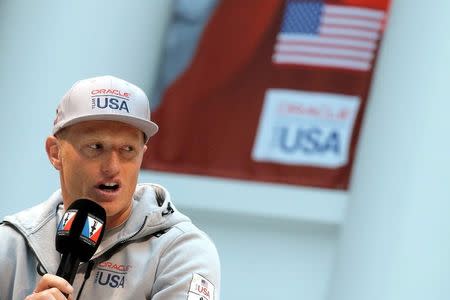 Skipper Jimmy Spithill of Oracle Team USA speaks at a news conference in New York City, U.S., May 5, 2016. REUTERS/Brendan McDermid