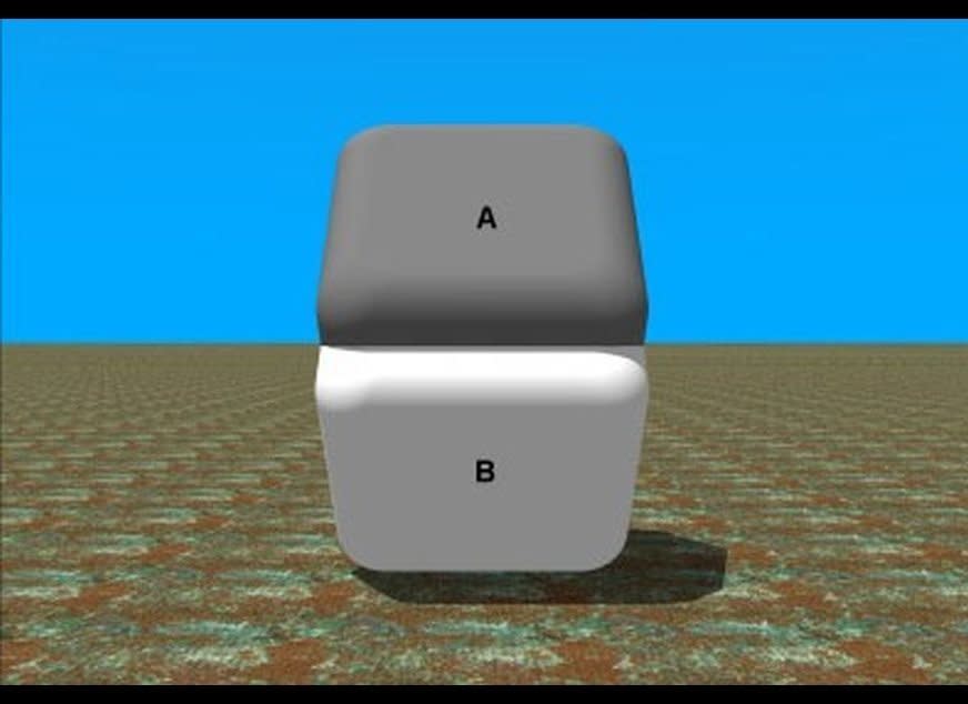 Surface color of both A and B parts is identical. Just use a finger to cover the place where both parts meet and you'll see.