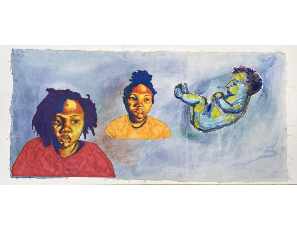 Trinity Anthony’s depiction of “The Three Ages of a Young Woman” was painted when she was in the 11th grade and exhibited in Central High School's 2022 Art Show.