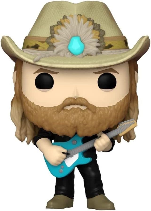 Chris Stapleton with cowboy hat and blue guitar