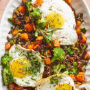 <p>Cooking this hash in cast iron ensures you'll get crusty bits, but any nonstick skillet will work fine. Serve with your favorite hot sauce. <a href="https://www.eatingwell.com/recipe/7950433/sweet-potato-broccoli-wild-rice-hash/" rel="nofollow noopener" target="_blank" data-ylk="slk:View Recipe;elm:context_link;itc:0;sec:content-canvas" class="link ">View Recipe</a></p>