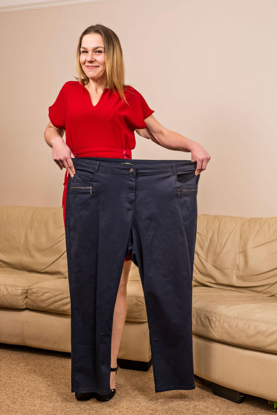 She's now lost an incredible 70kgs and curbed her addiction. Photo: Caters News