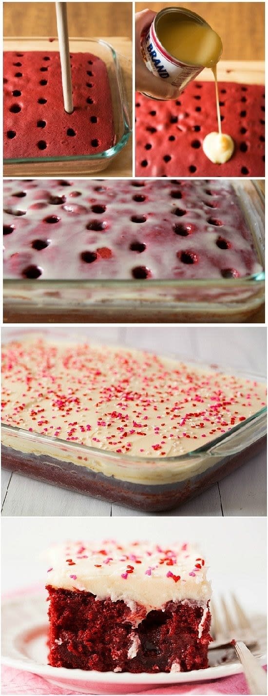 Perfect for Mother's Day, Valentine's Day, or TBH, any day that ends in Y.Recipe: Red Velvet Poke Cake