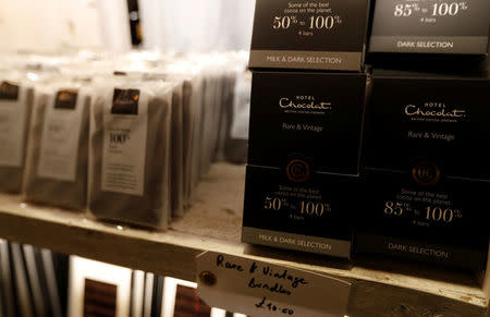 Hotel Chocolat products are seen on sale at Rabot 1745, in London, Britain December 1, 2017. REUTERS/Peter Nicholls