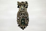 FILE PHOTO: Hat Ornament with the "Dresden Green" diamond is seen during press preview of "Making Marvels, Science and Splendor at the Courts of Europe" at Metropolitan Museum of Art in New York