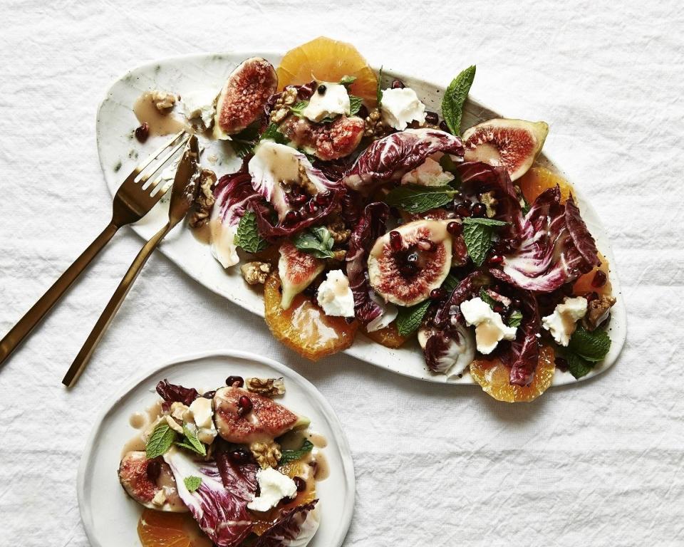 Fig, Pomegranate, Radicchio, Orange, and Feta Salad