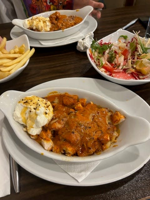 Turkish chicken dish and salad