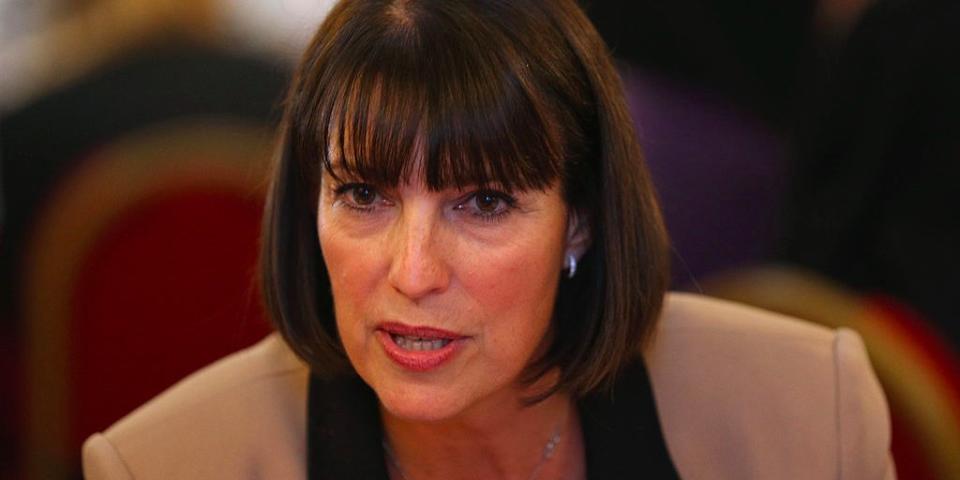 Carolyn McCall, the CEO easyJet, attends an 'Inspiring Women' speed networking event for 100 girls from state secondary schools in Lancaster House on October 17, 2013 in London, England. The event, hosted by Miriam Gonzalez Durantez, a lawyer and wife of Deputy Prime Minister Nick Clegg, launches a campaign for 15,000 women to go into secondary schools to speak to girls about career choices. (Photo by )