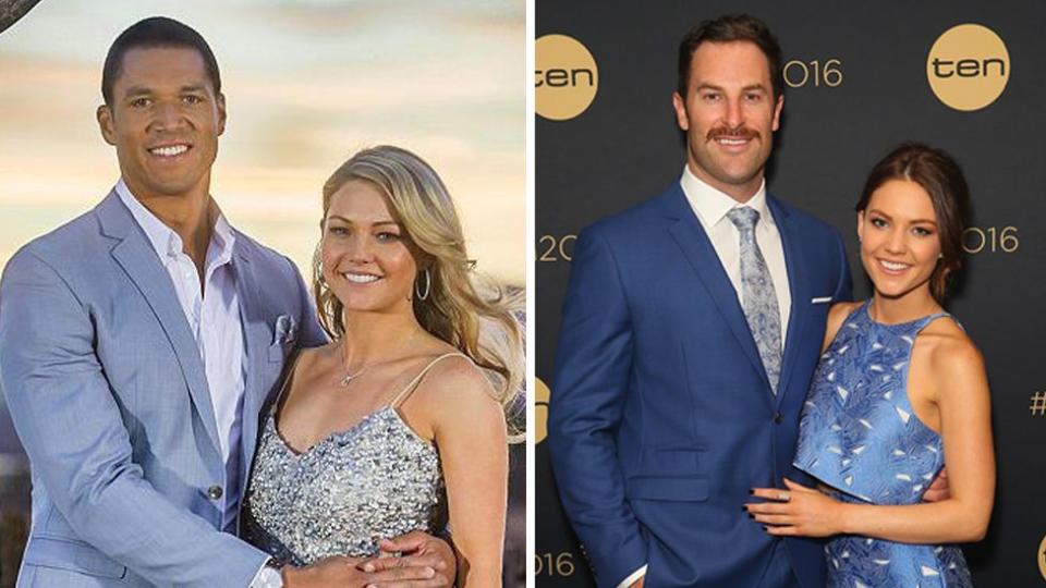 Sam Frost appeared on The Bachelor with Blake Garvey in 2014 (L) before becoming Australia's first Bachelorette in 2015 and choosing Sasha Mielczarek (R)