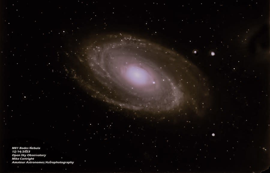 M81 Bodes Nebula on Dec. 14, 2023. (Courtesy Mike Cortright)