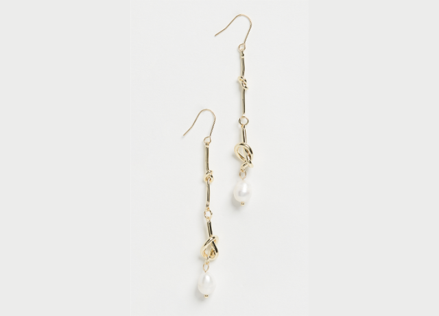 Aurate New York Organic Pearl Drop Huggie Earrings