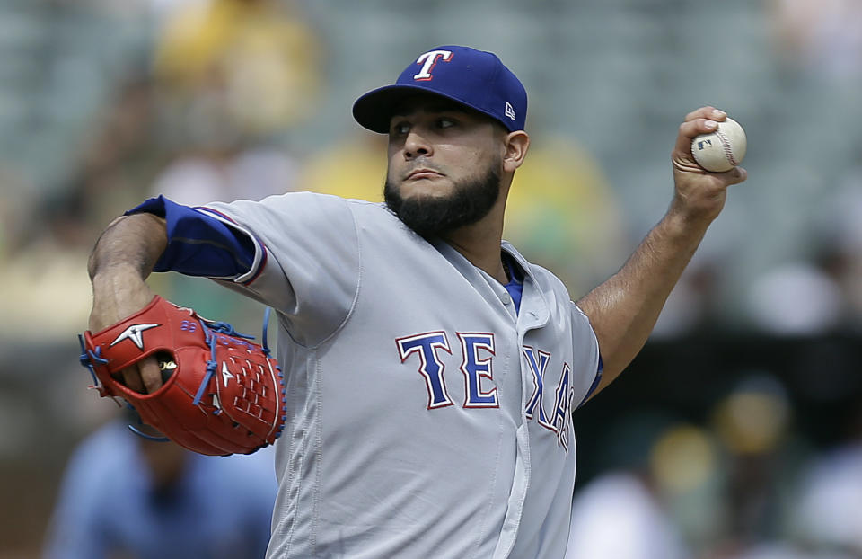 Martin Perez got revenge on a bull. (AP Photo)