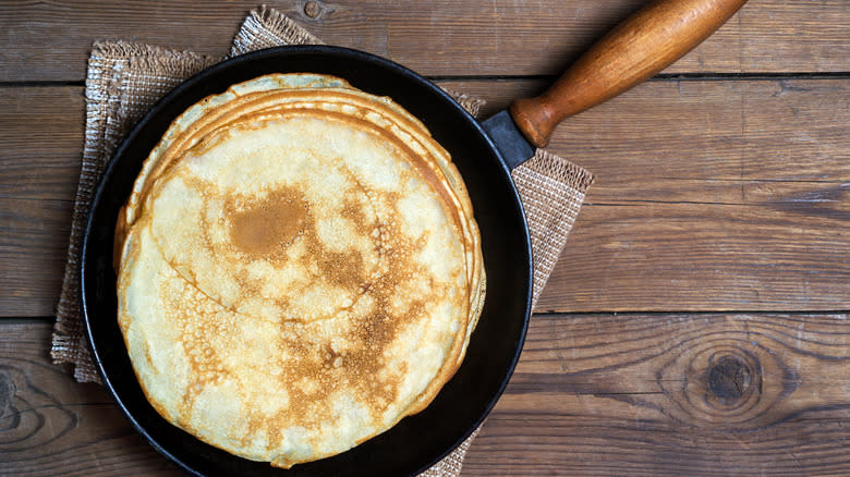 Pancakes in cast-iron pan