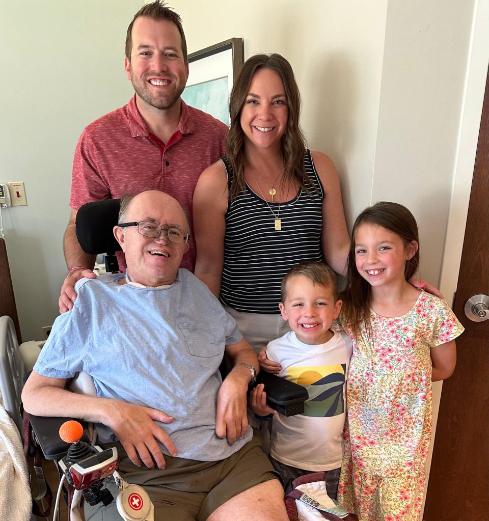 Art Hains is pictured with his son Chris Hains and his wife Jaclyn Hains along with their grandchildren Jack Hains and Callen Hains.