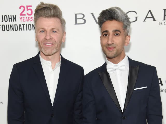 <p>Jamie McCarthy/Getty</p> Tan France and his husband, Rob France, attends the 26th annual Elton John AIDS Foundation Academy Awards Viewing Party on March 4, 2018.