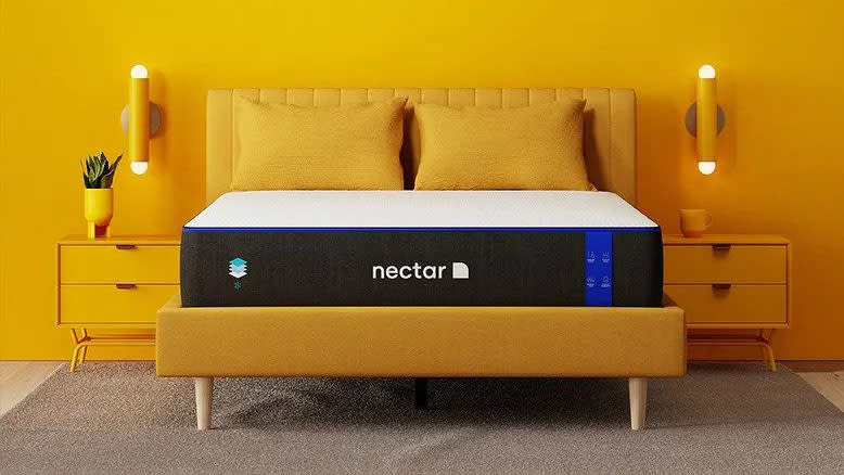 Nectar Memory Foam Mattress on a yellow background