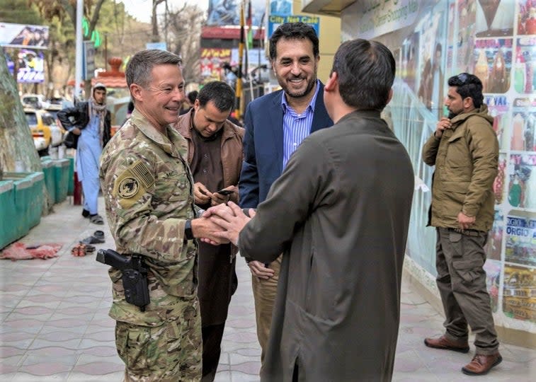 <em>Gen. Austin Miller with a Glock on his hip in Afghanistan (U.S. Army)</em>