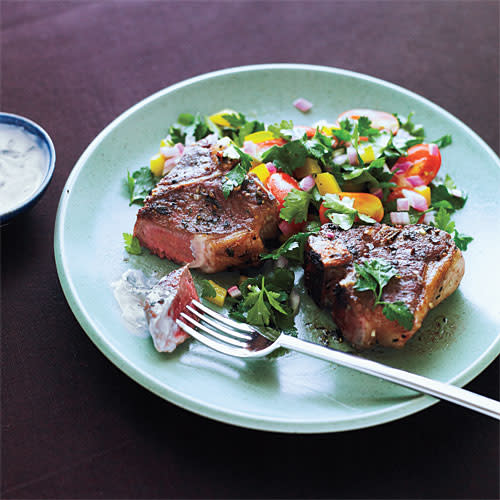 Greek Lamb Chops and Mint Yogurt Sauce