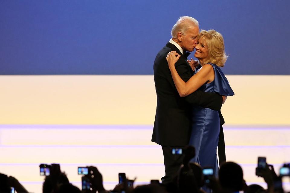 Joe and Jill Biden dance during the inaugural ball on January 21, 2013.