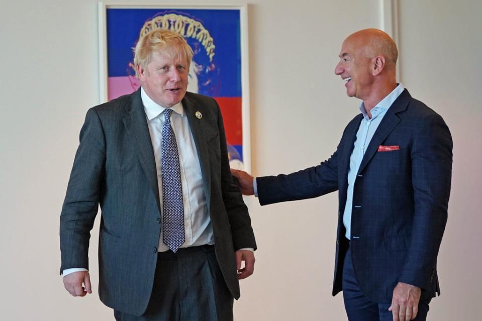 Prime Minister Boris Johnson (left) meets with Amazon founder Jeff Bezos (Stefan Rousseau/PA) (PA Wire)