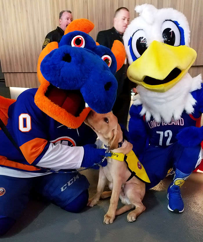 Radar kisses Sparky the Dragon.