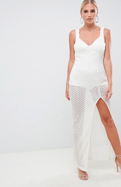 ASOS Sheer Crochet Cupped Maxi Dress 