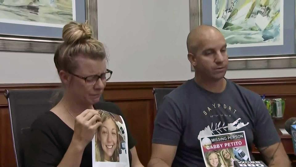 On September 11, 2021, Nichole Schmidt, Gabby Petito's mother, files a missing person's report with the Suffolk County, New York, Police Department. Schmidt and husband Jim appeal for Gabby's safe return. / Credit: WCBS