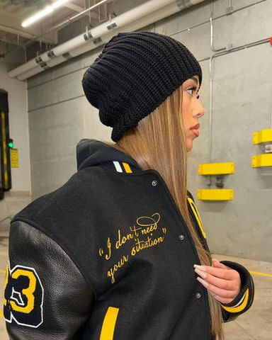 <p>Jordyn Woods/Instagram</p> Jordyn Woods jacket from her Woods clothing brand
