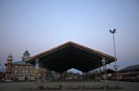 A view shows empty Mustafa Memorial Fruit Mandi in Sopore