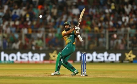 Cricket - South Africa v England - World Twenty20 cricket tournament - Mumbai, India, 18/03/2016. South Africa's Hashim Amla plays a shot. REUTERS/Danish Siddiqui