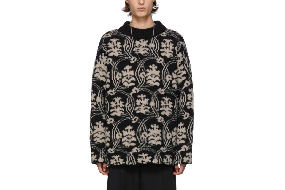 Dries Van Noten black & off-white taco sweater