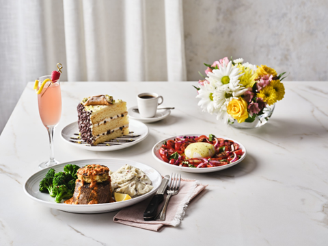 Carrabba's featured Mother's Day menu includes a Crab Cake Topped Filet entrée, a tomato caprese and mozzarella appetizer, cannoli cake, and the Carrabbellini cocktail.