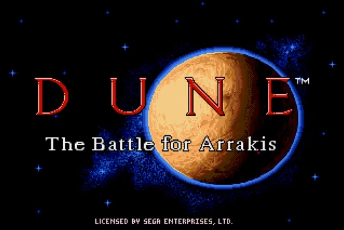 The title screen for the cult 1992 video game ‘Dune II: The Battle for Arrakis’ (Virgin Games)
