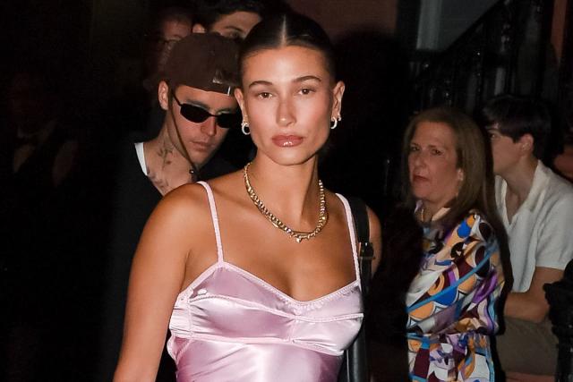 Hailey Bieber Revived the Pink Slip Dress Trend That She Made Go Viral in  2022