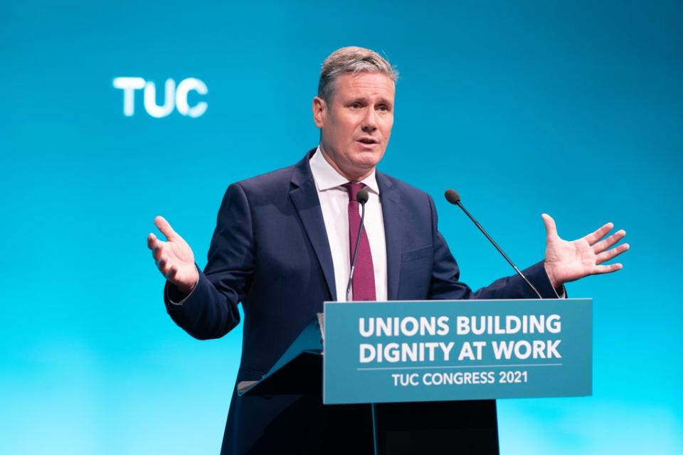 Labour leader Sir Keir Starmer speaking at the TUC congress in London (PA) (PA Wire)