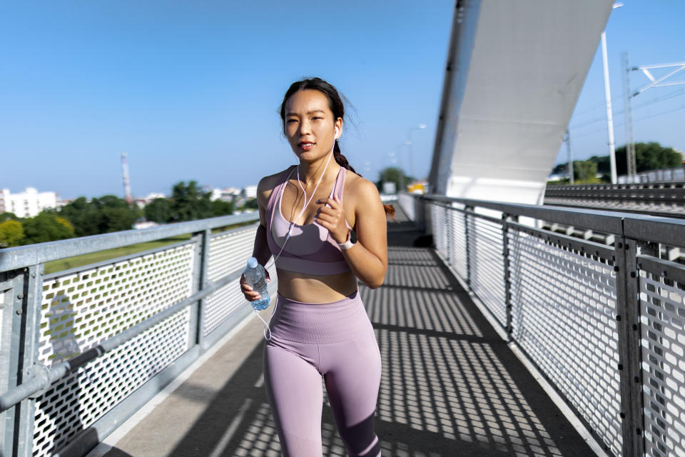 A woman jogging