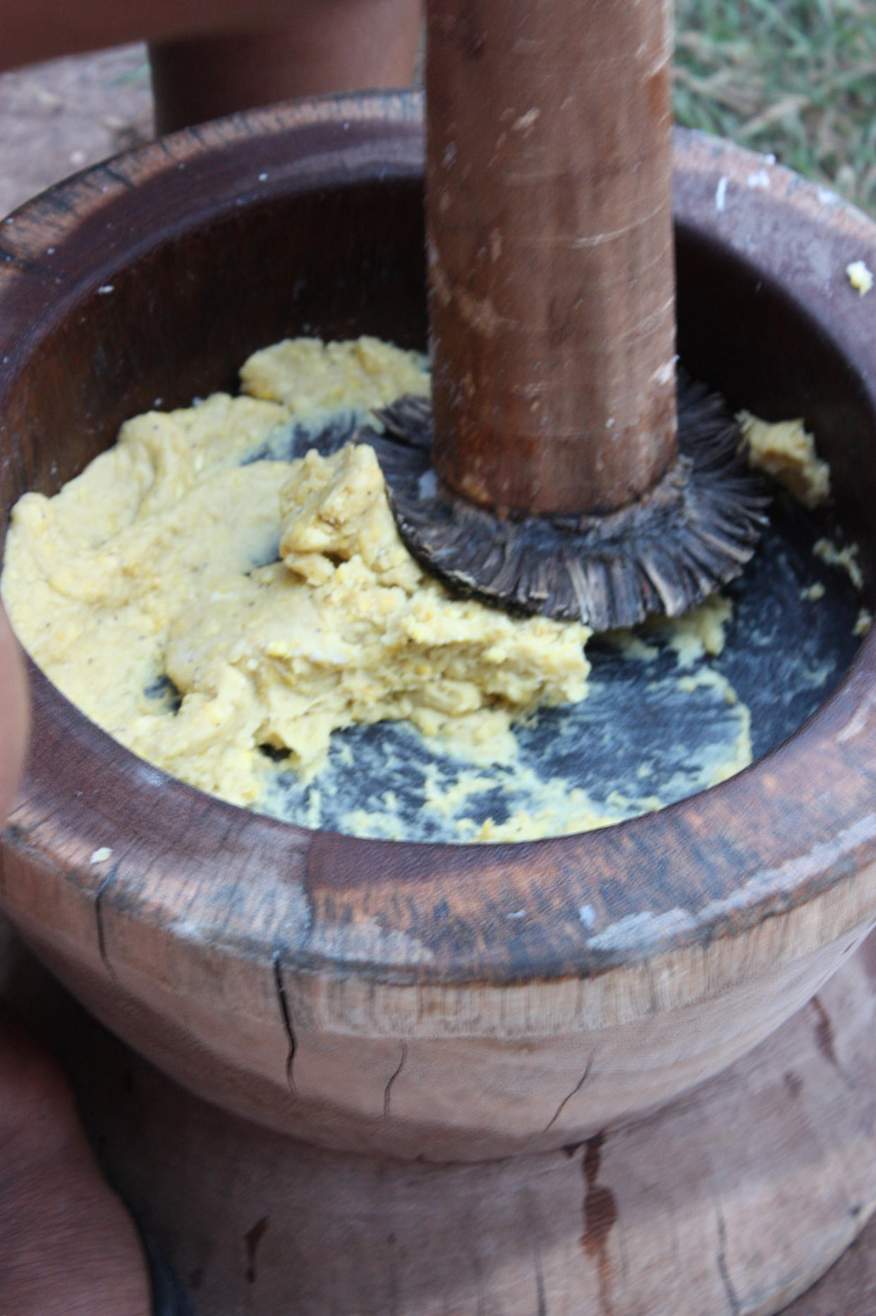 Traditionally, fufu is still made by hand, the old-fashioned way, with a mortar and pestle. (Zoe Adjonyoh)