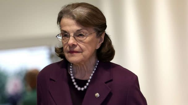 PHOTO: In this Feb. 15, 2023, file photo, Sen. Dianne Feinstein arrives for a Senate briefing at the U.S Capitol in Washington, D.C. (Kevin Dietsch/Getty Images, FILE)