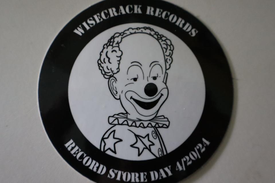 A sticker announcing Record Store Day on Saturday, April 20