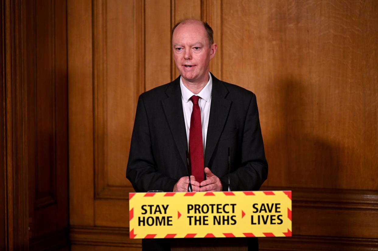 Chief Medical Officer Professor Chris Whitty speaks during a virtual press conference on the novel coronavirus COVID-19 pandemic, at 10 Downing Street in central London on January 22, 2021. - There is 