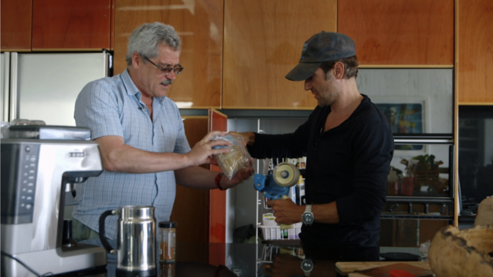 Director Bryan Fogel with Dr. Rodchenkov in the original ‘Icarus’ - Credit: Netflix