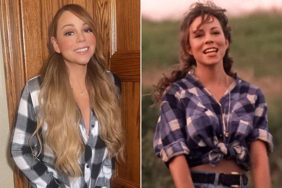 <p>Mariah Carey/Instagram; Mariah Carey/YouTube</p> Mariah Carey in 2023 (L) and 1993