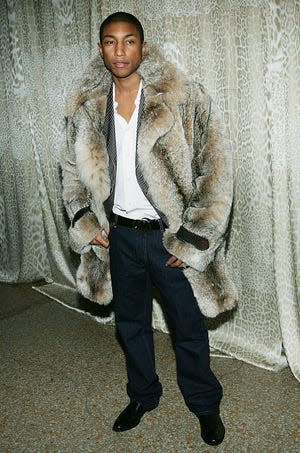 Singer Pharrell Williams attends a preview gala dinner for the Metropolitan Museum's "Wild: Fashion Untamed" exhibition