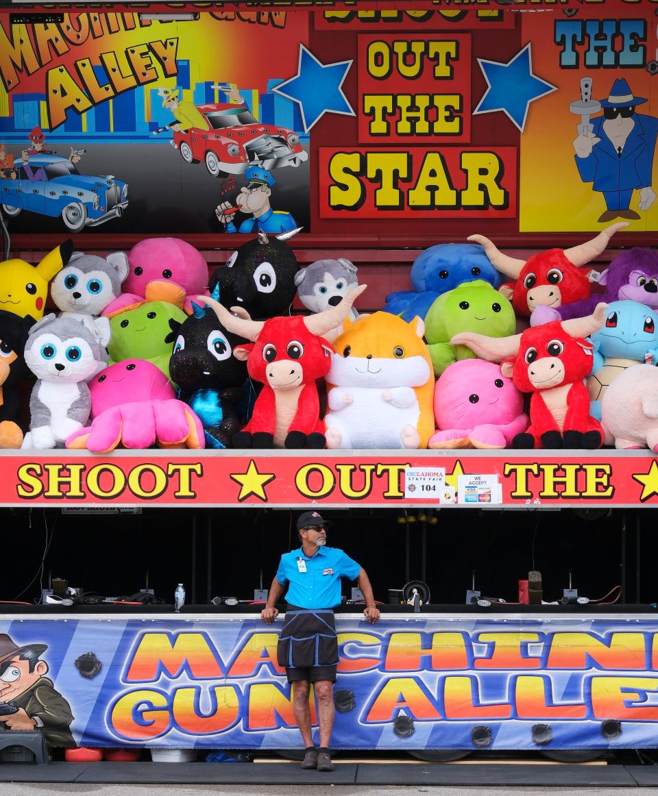 A vendor waits for customers on the first day of the 2023 Oklahoma State Fair.