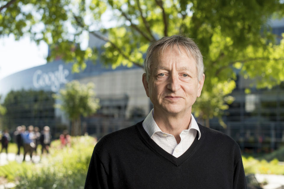 FILE - Pioneering AI scientist Geoffrey Hinton, poses at Google's Mountain View, Calif, headquarters on March 25, 2015. There's a race underway to build artificial general intelligence, nicknamed AGI, a futuristic vision of machines that are broadly as smart as humans. Hinton prefers a different term for AGI — superintelligence — "for AGIs that are better than humans." (AP Photo/Noah Berger, File)